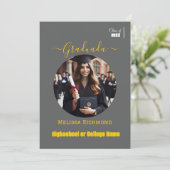 Elegant leisteen grijs foto Spaans afgestudeerd Aankondiging (Staand voorkant)