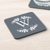 Elegant leisteen grijs modern monogram onderzetter (Linkerzijde)