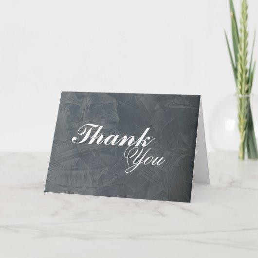 Elegant leisteen grijs stucco blanco dank u bedankkaart (Voorkant)