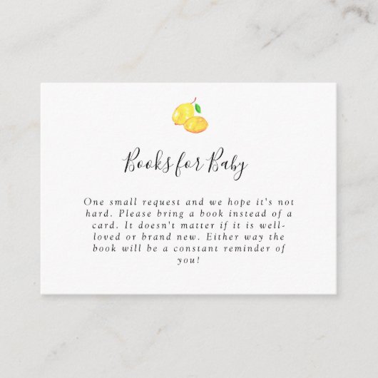 Elegant Lemon Baby shower Book Request Card Informatiekaartje (Voorkant)