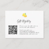 Elegant Lemon Baby shower Cadeaus QR-code en Informatiekaartje (Voorkant)