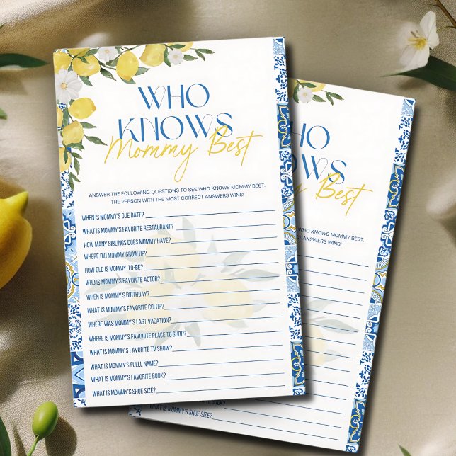 Elegant Lemon Baby shower Wie kent mama het beste  (Creator heeft geüpload)