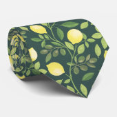 Elegant Lemon Botanical Pattern Fashion  Stropdas (Opgerold)