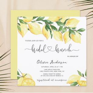 Elegant Lemon Bridal Brunch Uitnodiging