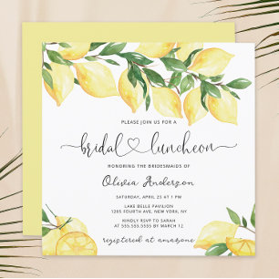 Elegant Lemon Bridal Luncheon Kaart