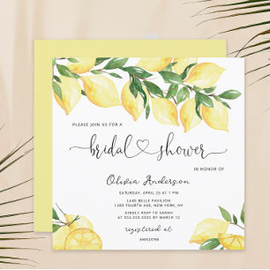 Elegant Lemon Bridal Shower Kaart