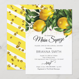 Elegant Lemon Bridal Shower Kaart