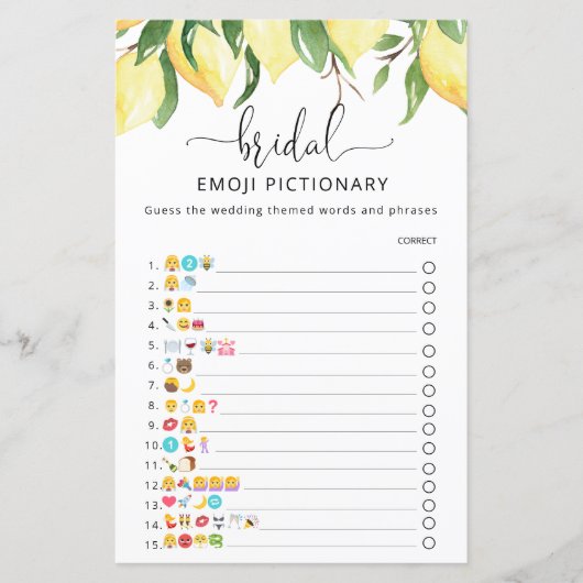 Elegant Lemon Emoji Pictionary Game (Voorkant)