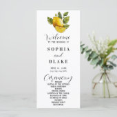 Elegant Lemon en Greenery White Wedding Programme (Staand voorkant)