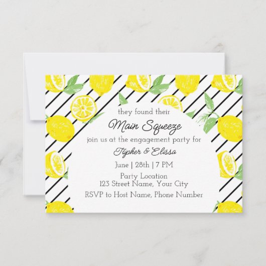 Elegant Lemon Engagement Party Kaart (Voorkant)