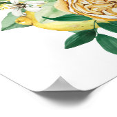 Elegant Lemon Floral Geometric Wedding Welkom Poster (Hoek)