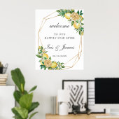 Elegant Lemon Floral Geometric Wedding Welkom Poster (Thuiskantoor)