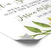 Elegant Lemon Floral Wedding Ceremony Seating Sign Poster (Hoek)