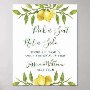 Elegant Lemon Floral Wedding Ceremony Seating Sign Poster
