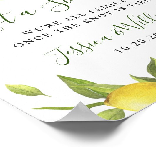 Elegant Lemon Floral Wedding Ceremony Seating Sign Poster (Hoek)