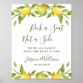 Elegant Lemon Floral Wedding Ceremony Seating Sign Poster (Voorkant)