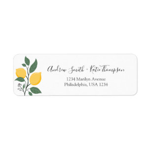 Elegant Lemon Foliage Calligraphy Script Name Etiket