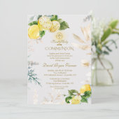 Elegant Lemon Fruit Gold First Heilige Communie Kaart (Staand voorkant)