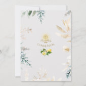 Elegant Lemon Fruit Gold First Heilige Communie Kaart (Achterkant)