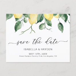 Elegant Lemon Fruit Waterverf Boho Save Date Aankondigingskaart