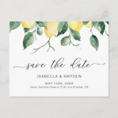Elegant Lemon Fruit Waterverf Boho Save Date Aankondigingskaart (Voorkant)