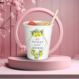 Elegant Lemon Gold Geometric Vrijgezellenfeest Pap Papieren Bekers