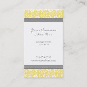 Elegant Lemon Grey Damask Visitekaartjes