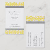 Elegant Lemon Grey Damask Visitekaartjes (Voorkant / Achterkant)