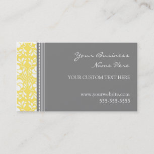 Elegant Lemon Grey Damask Visitekaartjes