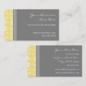 Elegant Lemon Grey Damask Visitekaartjes (Voorkant / Achterkant)