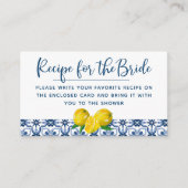 Elegant Lemon Italy Blue Tegel Recipe Request Visitekaartje (Voorkant)