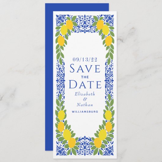 Elegant Lemon Italy Greece Mediterranean Save The Date (Voorkant / Achterkant)