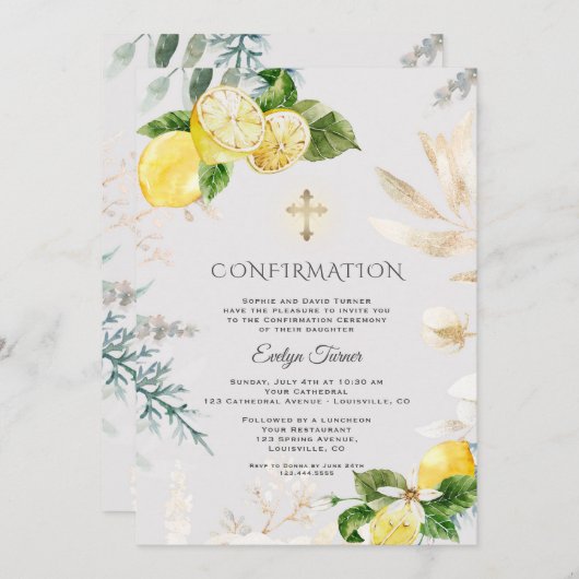 Elegant Lemon maakt een gouden bevestiging van het Kaart (Voorkant / Achterkant)