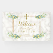 Elegant Lemon Marble Boy Baptism Welkomstteken Spandoek (Horizontaal)