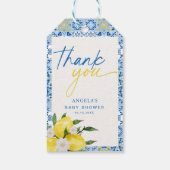 Elegant Lemon Mediterraan Baby shower Cadeaulabel (Achterkant)
