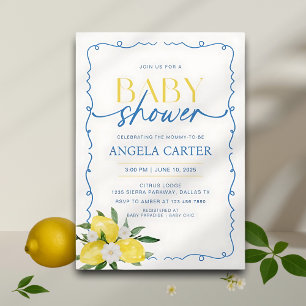 Elegant Lemon Mediterraan Baby shower Kaart