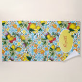 Elegant Lemon Monogrammed Strandlaken (Voorkant)