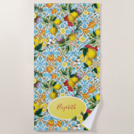 Elegant Lemon Monogrammed Strandlaken