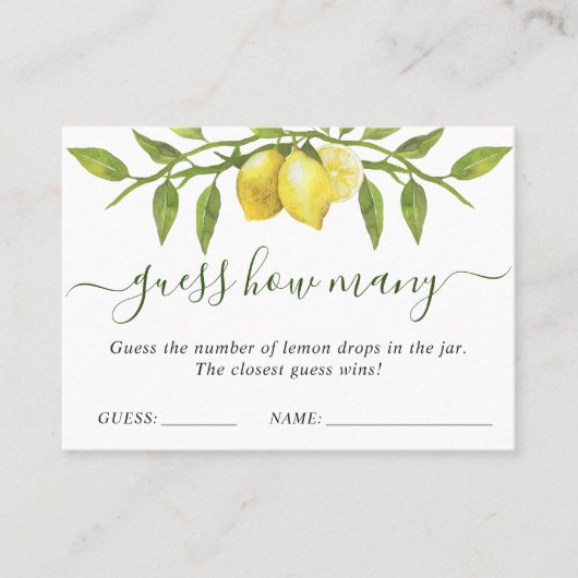 Elegant Lemon raden hoeveel gamekaart Visitekaartje (Voorkant)
