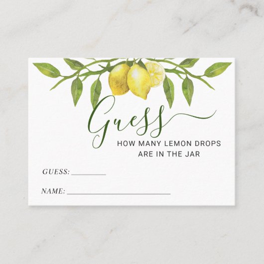 Elegant Lemon raden hoeveel gamekaart Visitekaartje (Voorkant)