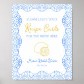 Elegant Lemon Recept Kaart Teken voor Vrijgezellen Poster (Voorkant)