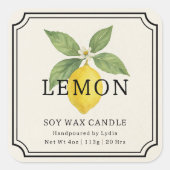 Elegant Lemon Soy Wax Candle Business Label (Voorkant)