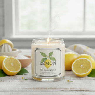 Elegant Lemon Soy Wax Candle Business Label