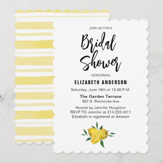 Elegant Lemon Summer Bridal Shower Kaart (Voorkant / Achterkant)