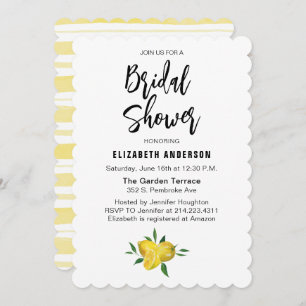 Elegant Lemon Summer Bridal Shower Kaart