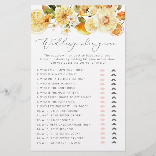 Elegant lemon The bruiloft shoe game (Voorkant)