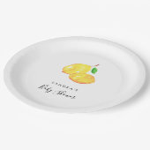 Elegant Lemon Theme Baby shower Minimale Moderne Papieren Bordje (Gekanteld)