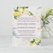 Elegant Lemon veegt het witte Floral bruiloft Kaart (Staand voorkant)