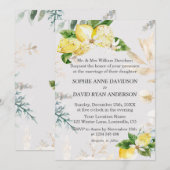 Elegant Lemon veegt het witte Floral bruiloft Kaart (Voorkant / Achterkant)