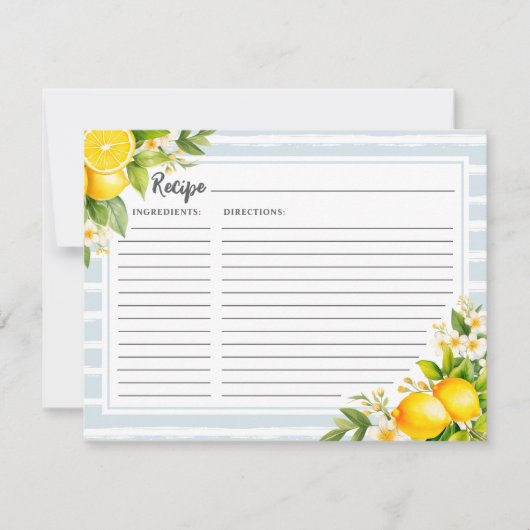 Elegant Lemon Vrijgezellenfeest Recipcard Kaart (Voorkant)